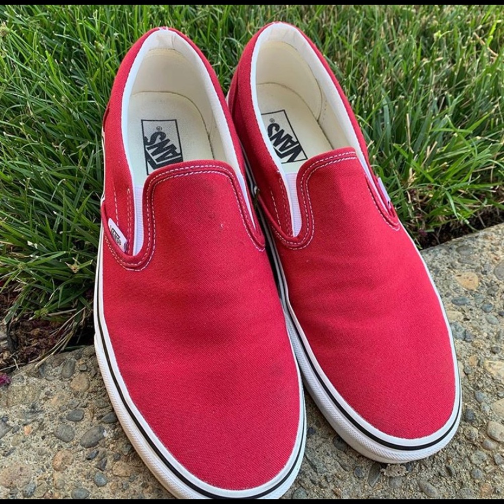 RED SLIP ON VANS
